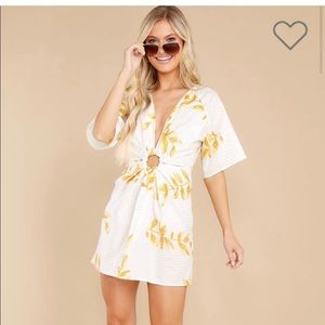 Yumi Leaf Gold Foil Short Dress